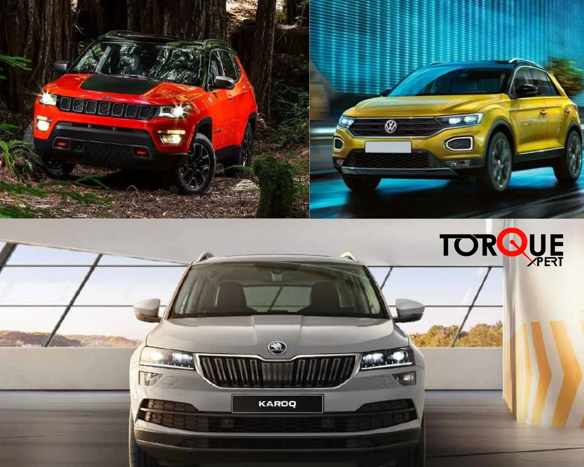 Skoda Karoq vs Volkswagen T-ROC vs Jeep Compass